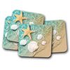 4 Set - Beach Shells Coaster - Shell Star Fish Ocean Sea Seaside Sun #16972