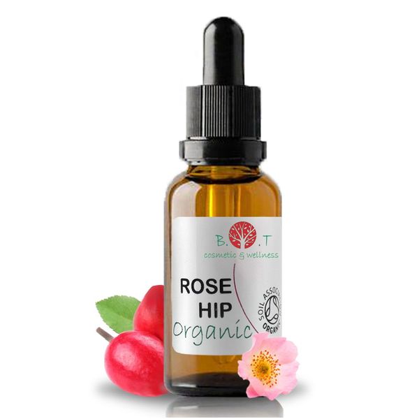 B.O.T cosmetic & wellness - Bio-Hagebuttenöl Kaltgepresst 30 ml | Feuchtigkeitsspendend und Hautstraffend | Verbessert feine Linien und Fältchen | Für Alle Hauttypen geeignet, 30 ml (1er Pack)