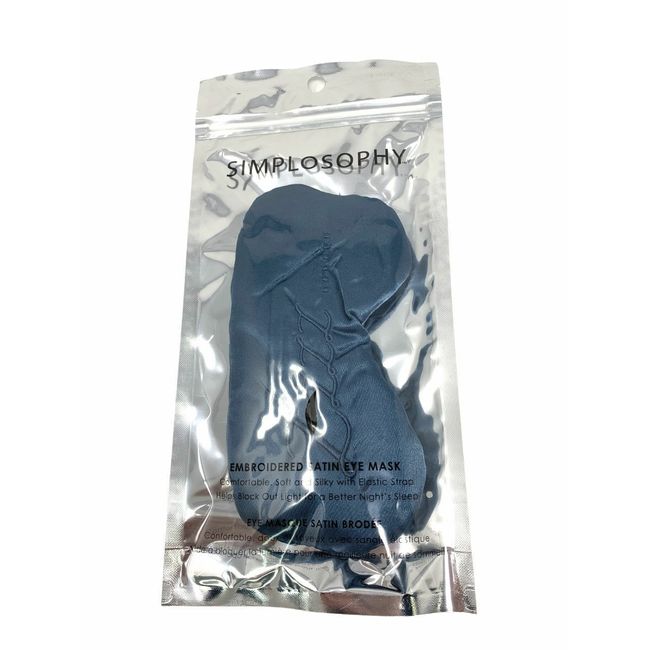 Simplosophy Embroidered Satin Eye Mask - Blue