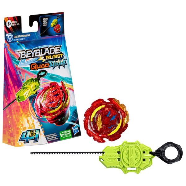 Beyblade Burst QuadStrike Stellar Hyperion H8 Spinning Top Starter Pack, Attack/Defense Type Battling Game with Launcher, Kids Toy Set