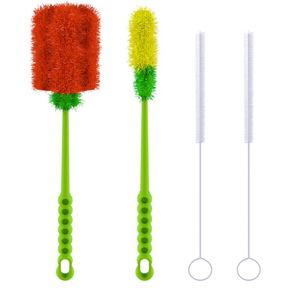 Long Bottle Brush Cleaner Set (3-in-1) and Straw Brushes | Thick and Thin Dish Brush Set with Straw Cleaners for Washing Baby Bottle, Water Bottles, Mugs