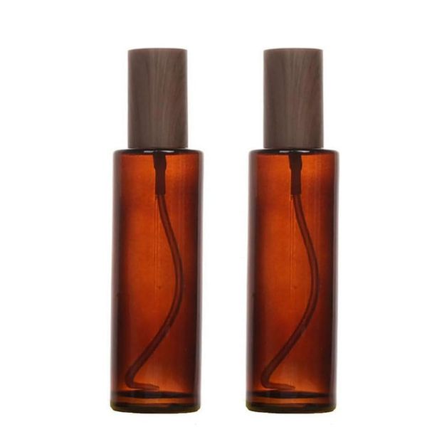 2PCS 100ml/3.3oz Empty Amber Glass Lotion Pump Bottles Soap Dispensers with Black Pump Refillable Cosmetic Makeup Travel Containers Storage Jars for Foundation Cream Makeup Removel Oil Shampoo