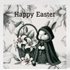 Sarah Elizabeth Collection Gothic Easter Card with Matching Gift Tag/Gothic Theme, Gothic Bunny, Easter Basket