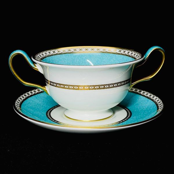 eulander powder turquoise soup cup & saucer