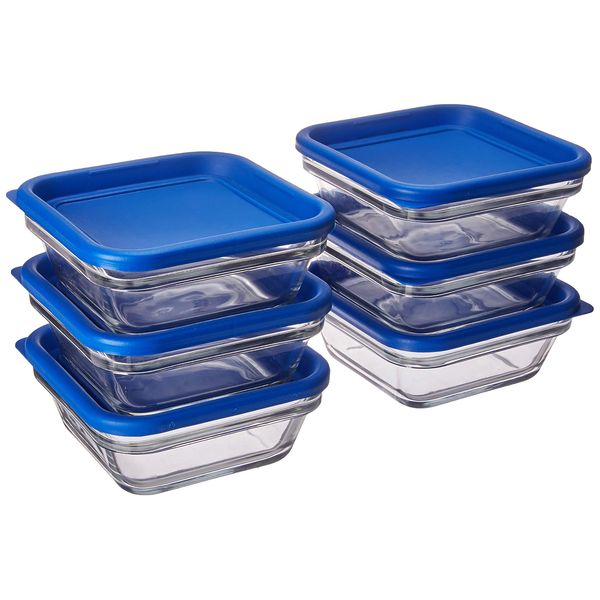 Libbey Stack It Medium Glass Storage Containers with Lids, Set of 6