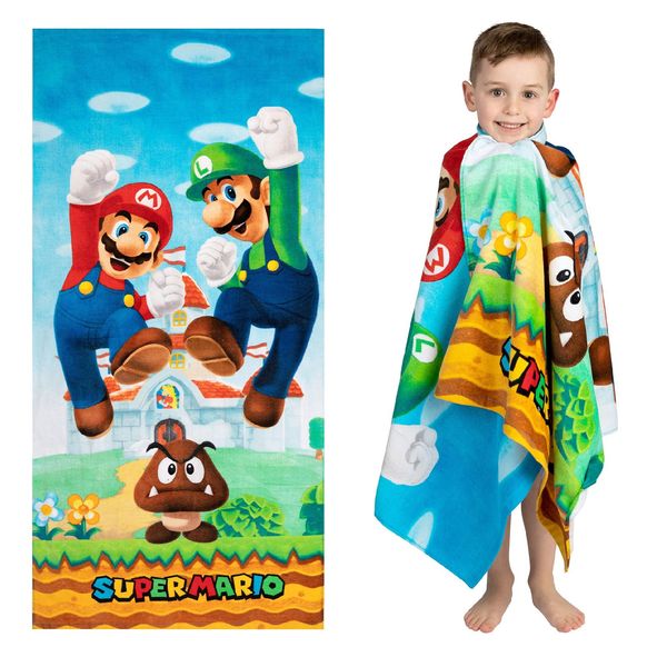 Super Mario "Official Nintendo" Kids Super Soft Cotton Bath/Pool/Beac