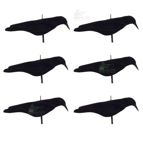 Flocked Crow Shell Decoys (6)