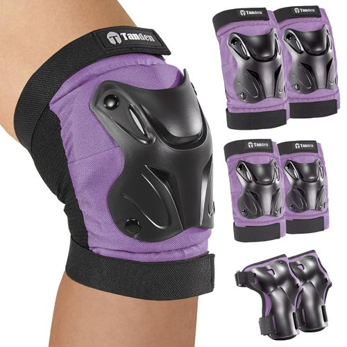 Tanden Skating Protective Gear Adult Knee and Elbow Pads Wrist Guards for Roller Skating Skateboarding, Skate Pads Adult Knee Pads for Men Women Purple