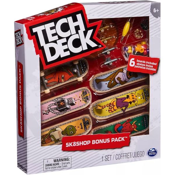 TECH DECK, Sk8shop Fingerboard Bonus Pack, Collectible and Customizable Mini Skateboards, 8 x 1.75 x 9 inches, 6066504