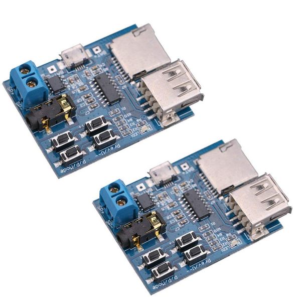 Hailege TF Card U Disk Play MP3 Decoder Player Module with Audio Amplifier Audio Decoding Player Module Micro USB 5V Power Supply Pack of 2