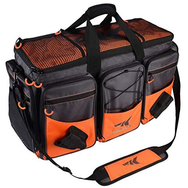 KastKing Fishing Tackle Bags, Fishing Gear Bag, Saltwater Resistant Tackle Bag,Extra-large Hawg (C: Extra-large Hawg (Without Trays, 26.4"x11"x15.4"))