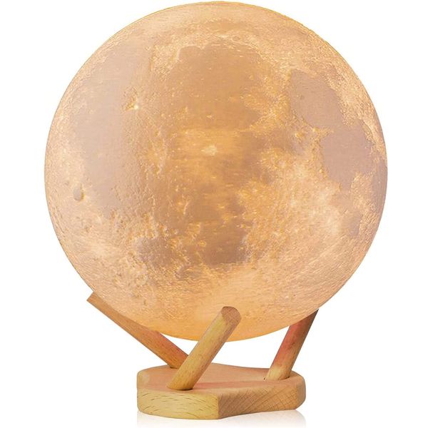 ANNMEONZ Mondlampe, 15cm 16 Farben LED 3D Print Mondlicht mit Stand & Touch Control und USB wiederaufladbar, Mondlichtlampen für Kinderliebhaber Geburtstag Muttertagsgeschenk