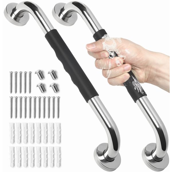 2 Pack Grab Bars for Bathroom, 16 Inch Anti Slip Bathroom Handicap Grab Bars for Showers, Safety Bath & Shower Grab Bar for Seniors, Shower Handles for Elderly, Tesuchan