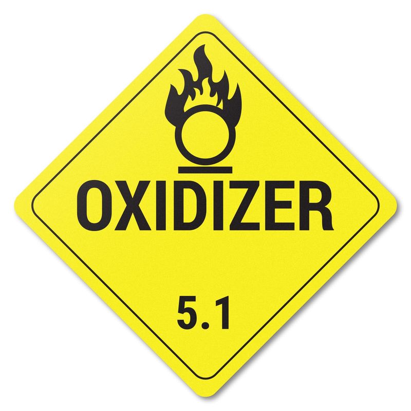 Class 5.1 Oxidizer Placard Labels (4 x 4 inch, Yellow - 300 Labels ...