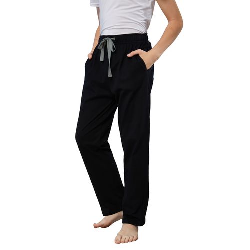 HiddenValor Boys Knit Soft Cotton Pajama Lounge Pants with Pockets (Black, Large)