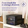 Homz Plastic 2 Drawer Medium Storage Cart, Black Frame with Smoke Drawer, 2 Pack
