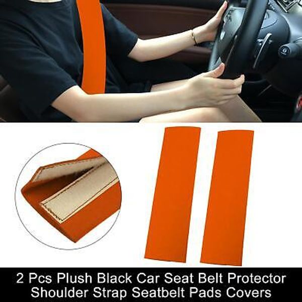 2 Pcs Felt Car Seat Belt Protector Pads Shoulder Strap Seatbelt Covers Orange