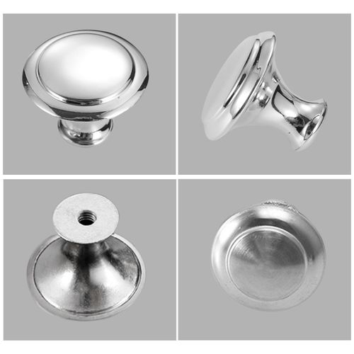 AUXBC 25 Pcs Round Drawer Knobs, Silver Cabinet Pulls, 30mm Single Hole Mushroom Style, Metal for Drawer, Closet, Dresser, Cupboard, Wardrobe, Door, Kitchen with Screws