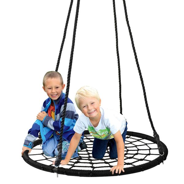 48" Spider Web Saucer Swing Tree Swing Set Adjustable Hanging Rope for Kid Black