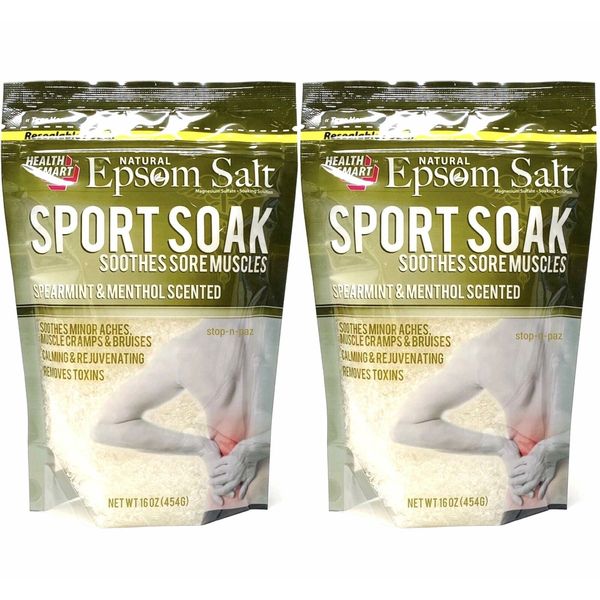 Health Smart Natural Epsom Salt Sport Soak, Spearmint & Menthol Scented 16 Oz