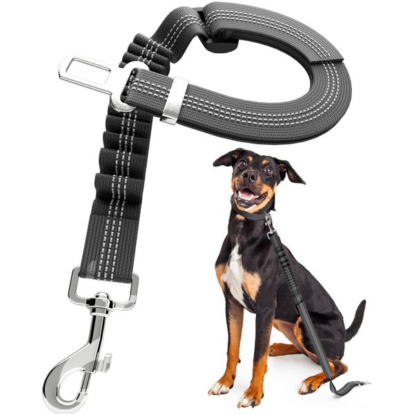 Dog Seat Belts for Cars UK, 65-100cm Adjustable Headrest Dog Car Seat Belt, Dog Car Harness with Bungee + Swivel Clip, Dog Harness for Car Dog Seat Belt, Dog Seatbelt for Dogs