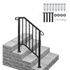 Practical Matte Black 2 Steps Stair Handrail, Outdoor Stair Railing
