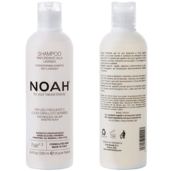 NOAH Hair - 1.3 Strengthening Lavender Shampoo with Rosemary Oil - Natural Daily, Organic, Strengthening, Sulphate and Cruelty Free, Eco Friendly, Vegan Shampoo with Essential Oils - 8.5 fl.oz