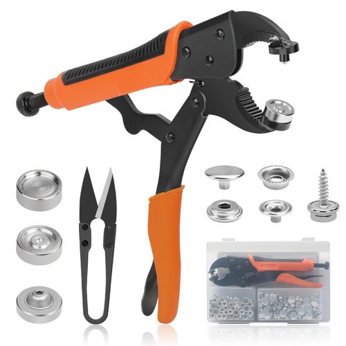 YXGOOD Upgraded Version Heavy Duty Snap Fastener Tool, Snap Setter Tool with 50 Sets Snaps, Fastener Pliers Tool Kit for Repairing Boat Covers, Replacing Metal Snaps, Canvas, Sewing, Tarps