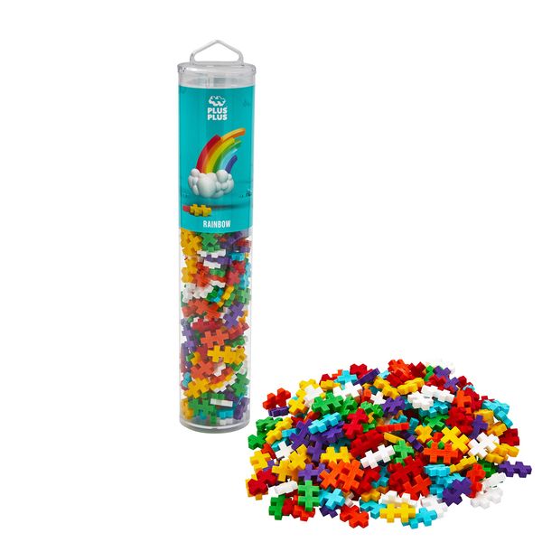 Plus-Plus 9604262 Ingenious Construction Toy, Rainbow, Creative Building Blocks Tube, 240 Pieces, Multicoloured, Mini