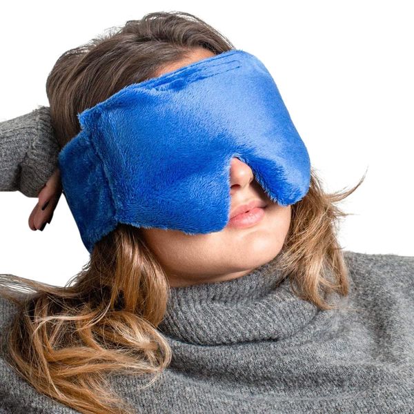 Huggaroo Gem - Super Plush Heated Eye Mask and Sleep Mask with Gel Ice Pack – Stocking Stuffer – oft, Washable Cover and Lavender Aromatherapy - Blue