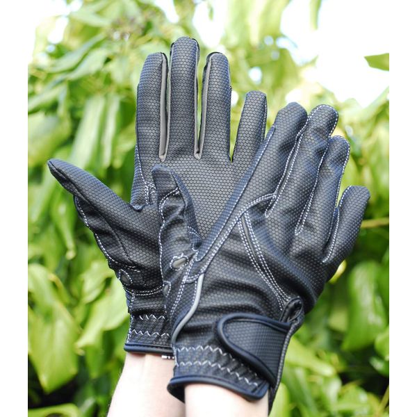 Rhinegold Sport Riding Gloves, Small, Black/Silver