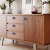 4 Pcs Cabinets Drawer Wardrobe Door Knobs, Round Mushroom Cupboards Dressers Kitchen Bathroom Pull Handles Knobs - Blue & Gold