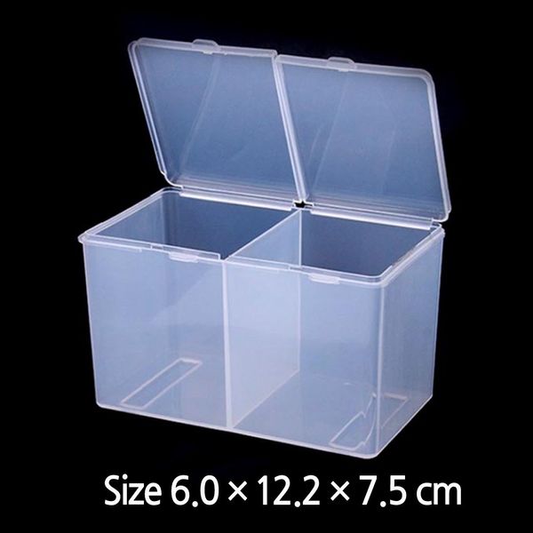 2 compartment cotton swab multipurpose plastic case nail art organization storage parts box