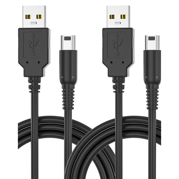 Cable Compatible with 3DS (Black, 2-Pack)