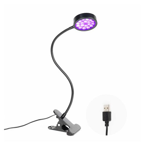 LED Black Light - UV Ultraviolet Clip Light, 5W, USB Powered, Easy Operation, Angle Adjustable, 385-400 nm, LED UV Light, Bar Light, Resin Curing Light, Wedding, Party, Stage, Illumination,