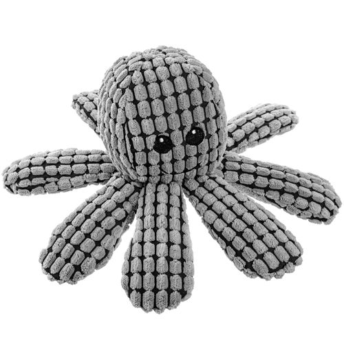 Giftable World 9 Inch Plush Pet Toy Corduroy Octopus with Crinkle Tentacles and Squeaker (2 Pcs Gray Turquoise)