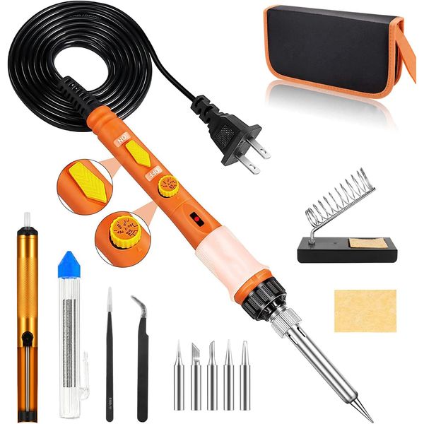 KLARYTYMA Soldering Iron Kit with Digital Children's Temperature Display Replacement Tip (5 Pieces), Digital Soldering Iron, Solder Stan Core Adjustable Temperature 628.4 - 150 °F (200 - 450 °C) and