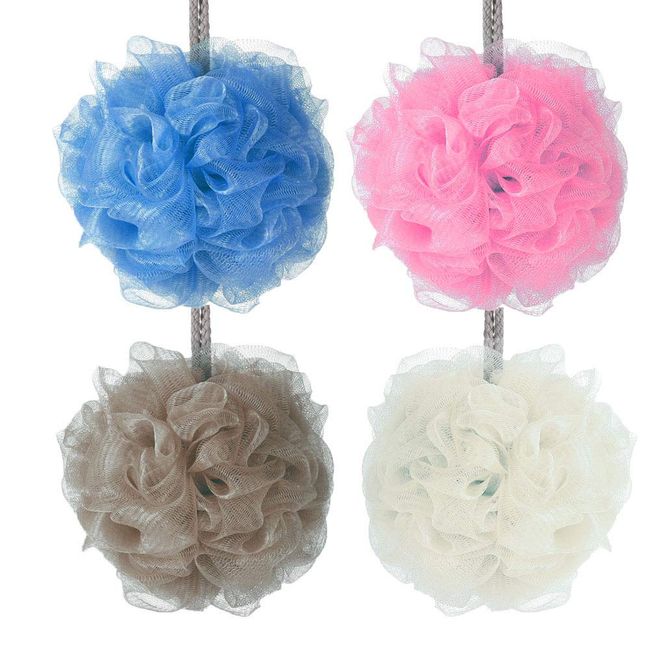 XINGSUI 4Pcs Mesh Loofah, Male and Female Body Exfoliating Shower Ball Shower Sponge, Soft Bathing, Cleansing and Soothing the Skin, Bathing Loofah (4 Colors)