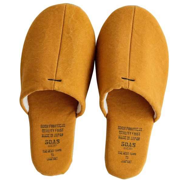 [Chushoji] Washable Kojima Canvas Room Shoes, Stylish, For Guests, Slippers, Women's, Men's, S Size, yellow (mustard)