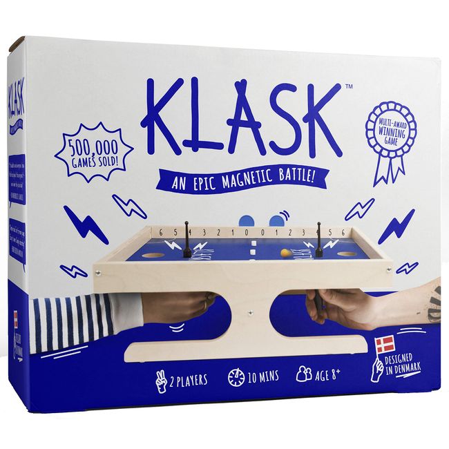 KLASK: The Magnetic Award-Winning Party Game of Skill - for Kids and Adults of All Ages That’s Half Foosball, Half Air Hockey