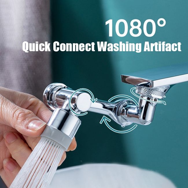1080° Swivel Robotic Arm Swivel Extension Faucet Aerator Extender Tap  Universal