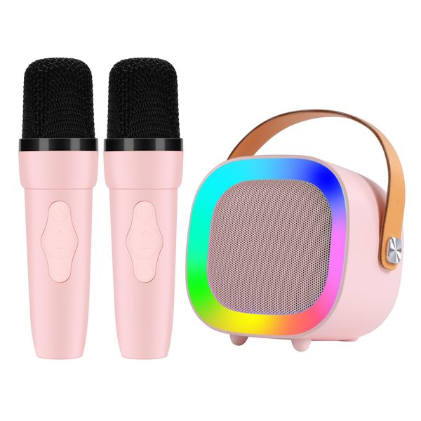 Karaoke Machine for Kids Adults, Mini Karaoke Machine for 4 5 6 7 8 9 10 11 12 Years Old Girls Birthday Christmas Party Gifts, Toddler Toys Portable Karaoke Machine with 2 Wireless Microphone