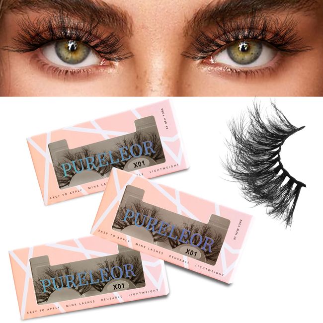 Falsche Wimpern 25mm 3D Künstliche Wimpern, handgemacht Lange Dramatische Lashes Fluffy Fake Lashes (3 Paar)