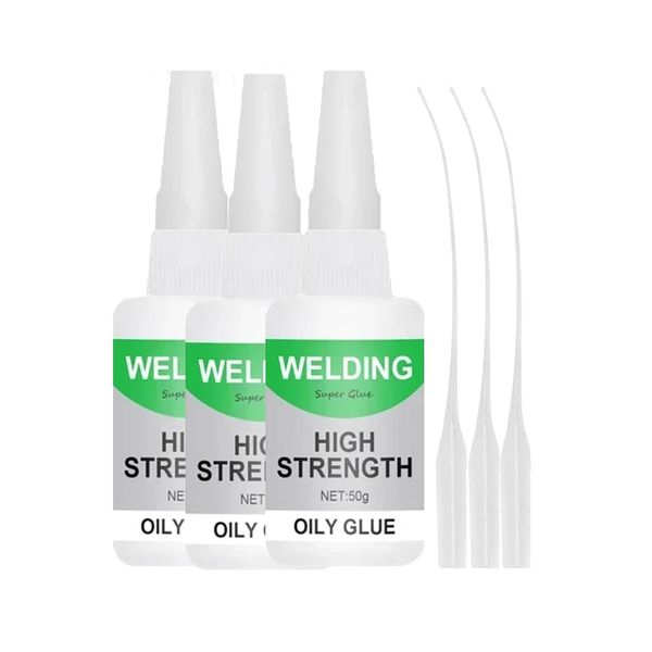 150ML Welding High-Strength Oily Glue, Jue Fish Glue Universal Super Glue Gel, Instant Bonding, Strong Adhesion, Repairs Last Long Time for Metal, Wood, Ceramics,Leather, Glass(3PCS 50g/1PCS)