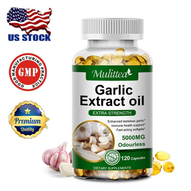 5000mg Garlic Oil 120 Rapid Release Softgels Heart Health Cholesterol Support