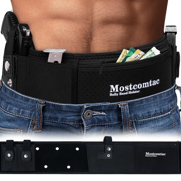 Mostcomtac Belly Band Holster - Gun Holster for Women and Men, Concealed Carry Waist Holster for Most Pistols and Revolvers, Fits Glock, Smith Wesson, Taurus, Ruger, Shield, Etc