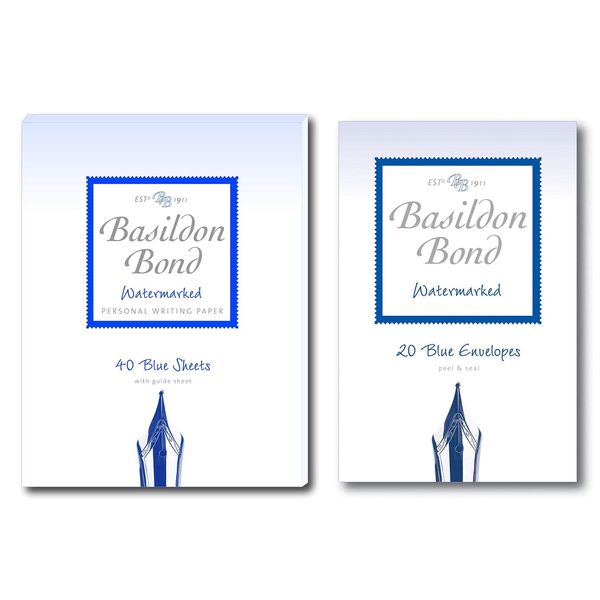 Basildon Bond No 2 Blue Paper Writing Set Includes Writing Pad & Envelopes
