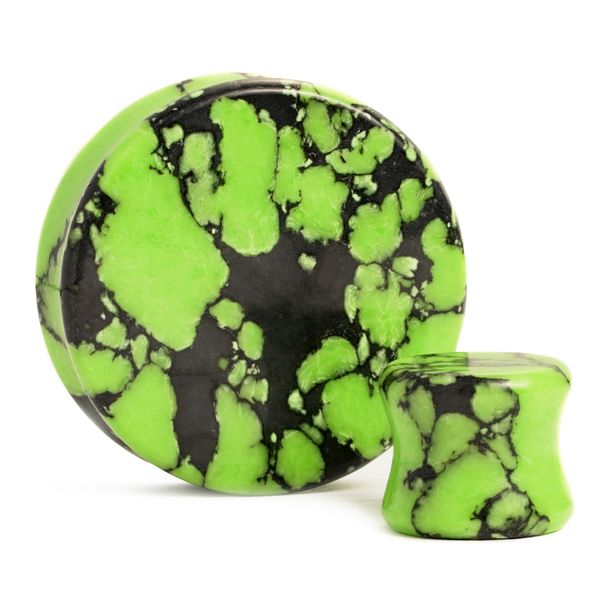 Custom Plugs Marble Black & Green Stone Plug/Gauge (10mm)