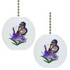 Set of 2 Butterfly Purple Flower Solid Ceramic Fan Pulls
