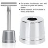 Safety Razor Base Holder, Men's Shaving Razor Stand Holder Wide Opening Alloy Universal Men Shaving Brush Drying Stand Toothbrush Holder for Bathroom Countertops Manual Razor Holder for Countertops